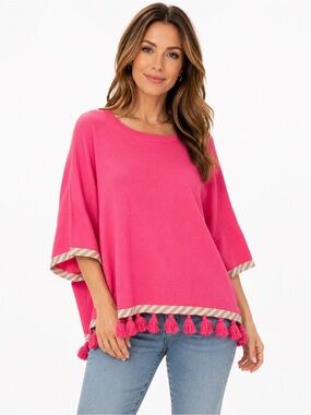 Lilly Pulitzer Hot Pink Tassel-Hem Tunic Size XL